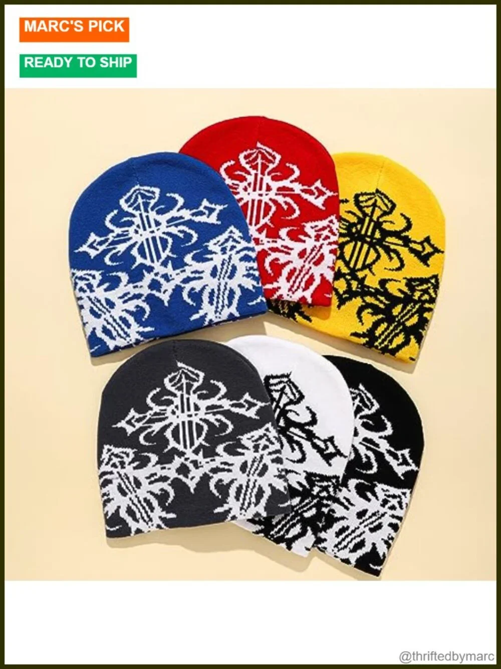 Y2K Skull Knit Beanie Gothic Winter Hat Hip Hop Accessory
